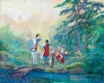 子供向け Painting - 白雪姫と王子様 いつか王子様がやってくる子供向け漫画